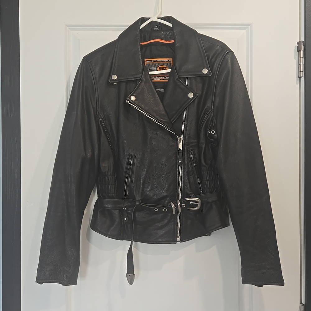 Black Leather Biker Jacket - Women